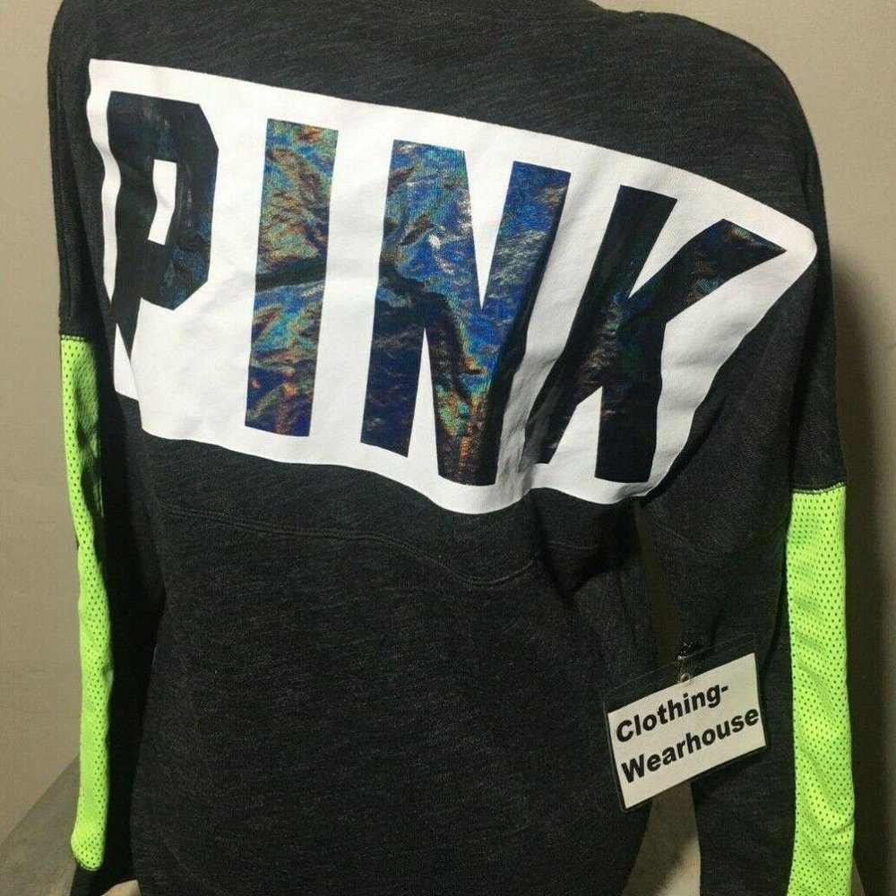 Victoria’s Secret PINK Varsity Crew Grey Colorblock S new